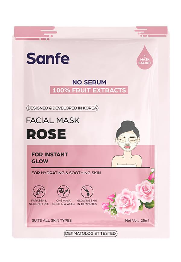 Instant Glow Rose Facial Mask | For hydrating &soothing skin | 100% fruit extracts, Korean Mask