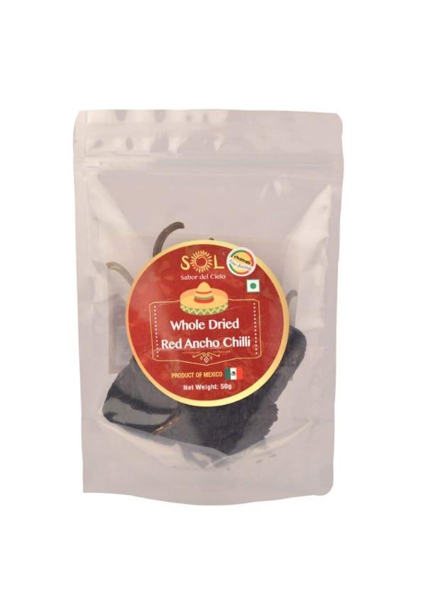 Whole Dried Red Ancho Chillies with stem