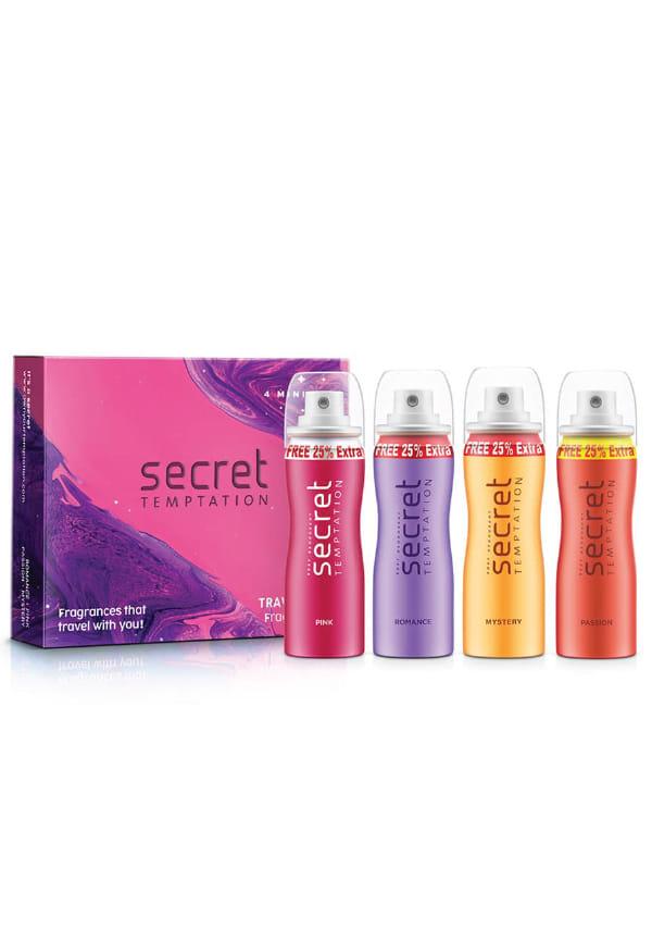 Travel Pack with Pink, Romance, Mystery and Passion Mini Deodorant