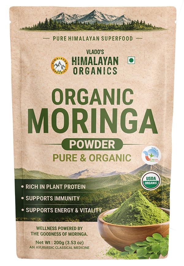 100% Organic Certified Moringa Powder - Natural Superfood with 120+ Nutrients, Antioxidants & Vitamins - Drumstick Leaf powder | Herbal Supplement I
