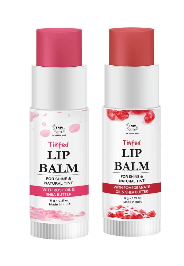 Multipurpose Tinted Lip Balm Lip Care Combo for Dry & Chapped Lips Pomegranate Red + Rose Pink 12g For Moisturizing Glossy Lips with Natural Tint | P