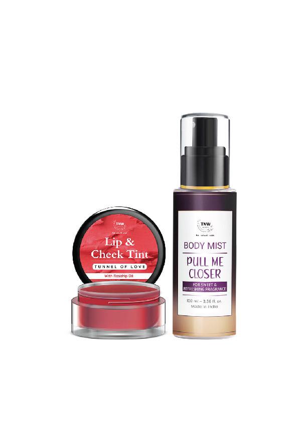 Combo with Pull Me Closer Body Mist and Tunnel of Love Lip & Cheek Tint | For LongLasting Fragrance & Natural Glow | Suitable for All Skin Types