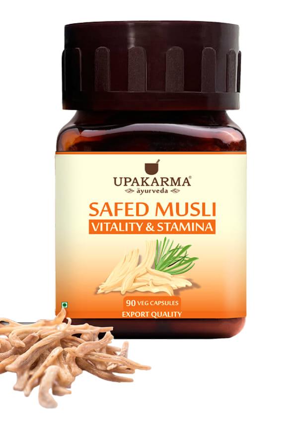 Ayurveda Pure Herbs Safed Musli Capsules Natural and Powerful Strength, Stamina, and Immunity Booster, 500 mg